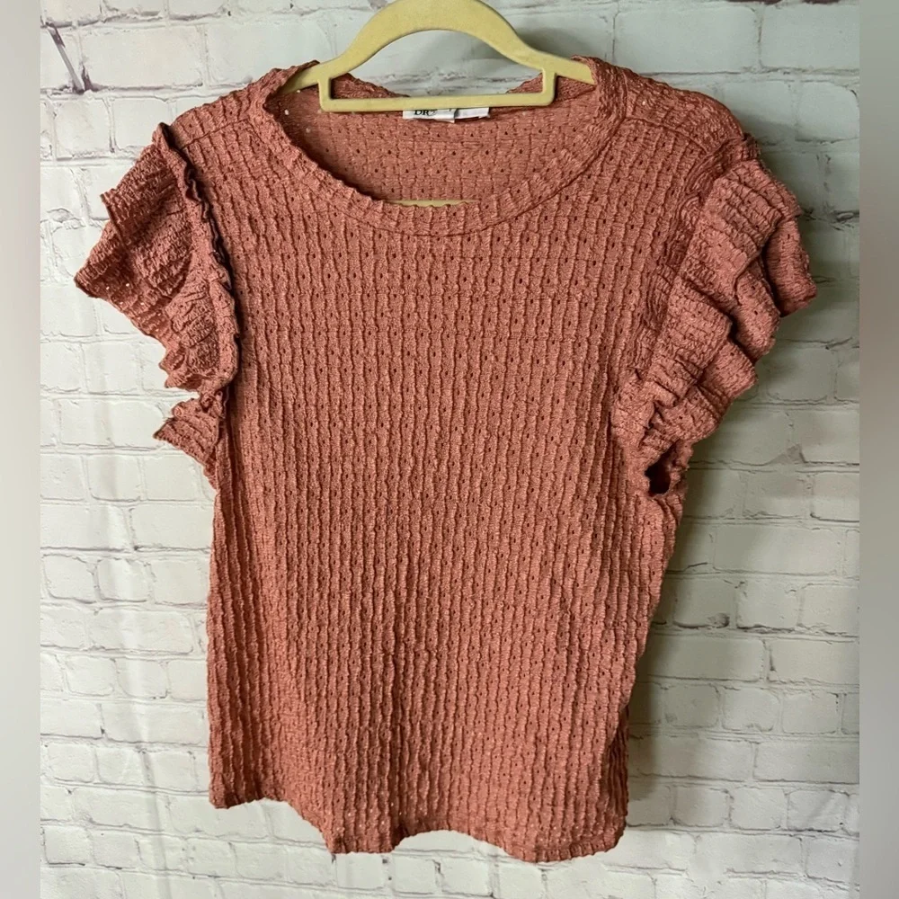 DR2 Rust Knit Flutter Sleeve Top - Picture 2 of 5